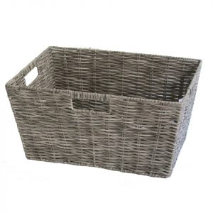CANASTO ORGANIZADOR GRANDE GRIS ECO RATAN