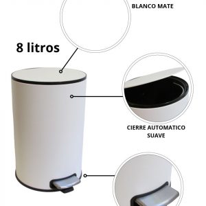 TACHO REDONDO 8L BLANCO «SOFT CLOSE»