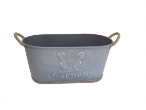 JARDINERA GRIS Y YUTE METAL CHICA