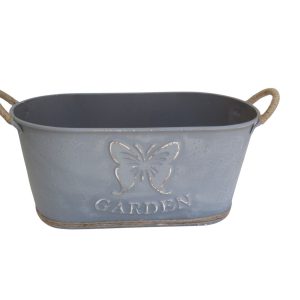 JARDINERA GRIS Y YUTE METAL CHICA