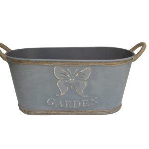 JARDINERA GRIS Y YUTE METAL GRANDE