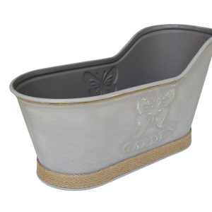 JARDINERA TINA GRIS Y YUTE, METAL CHICA