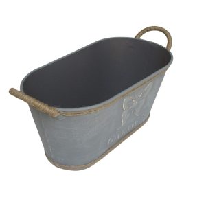 JARDINERA GRIS Y YUTE METAL GRANDE