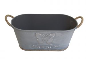 JARDINERA GRIS Y YUTE METAL CHICA