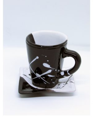 TASA CAFÉ C/ PLATO BLANCO Y NEGRO