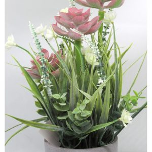 FLORES ROSADAS CON MACETA BICOLOR