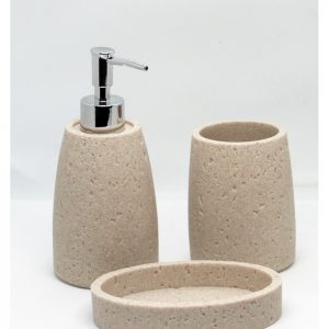 JGO. BAÑO x3 «TRAVERTINO» –  POLYRESINA