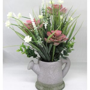 REGADERA FLORES ROSADAS MACETA BICOLOR