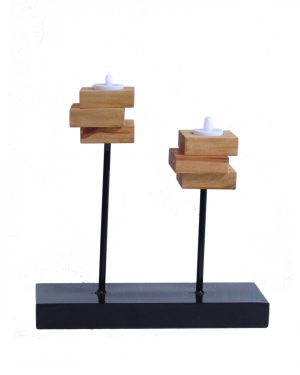 CANDELABRO CUBO CON VELAS LED