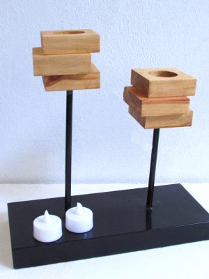 CANDELABRO CUBO CON VELAS LED