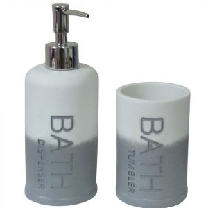 JGO. BAÑO x2 «BATH» GRIS Y BLANCO –  POLYRESINA