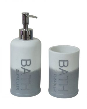 JGO. BAÑO x2 «BATH» GRIS Y BLANCO –  POLYRESINA