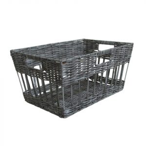 CANASTO ORGANIZADOR GRANDE GRIS ECO RATAN