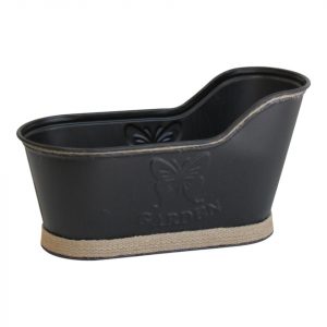 JARDINERA TINA NEGRA Y YUTE, METAL CHICA