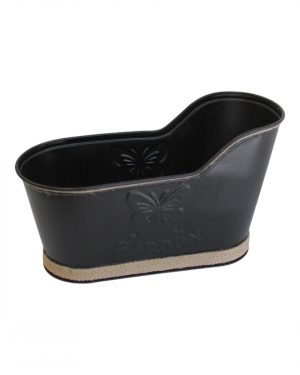 JARDINERA TINA NEGRO Y YUTE, METAL GRANDE
