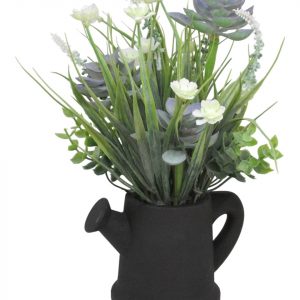 REGADERA FLORES PURPURA MACETA NEGRA