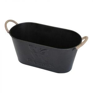 JARDINERA NEGRA Y YUTE METAL CHICA