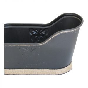 JARDINERA TINA NEGRO Y YUTE, METAL GRANDE