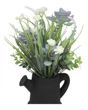 REGADERA FLORES PURPURA MACETA NEGRA