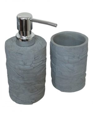 JGO. BAÑO x2 «PIEDRA GRIS» –  POLYRESINA