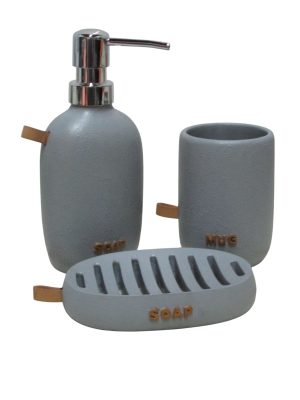 JGO. BAÑO x3 GRIS C/ CUERO – POLYRESINA