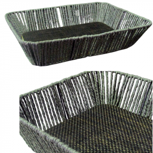 BANDEJA DESAYUNO – FIRBRA GRIS Y RATAN