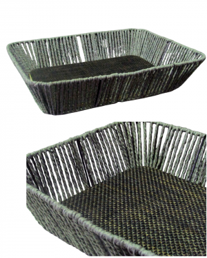 BANDEJA DESAYUNO – FIRBRA GRIS Y RATAN