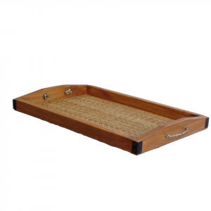 BANDEJA MADERA Y RATAN 45 X 30