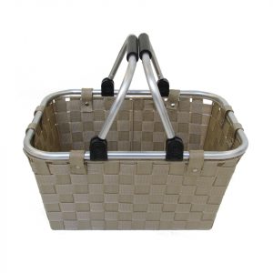 CANASTA BEIGE C/MANIJA ALUMINIO