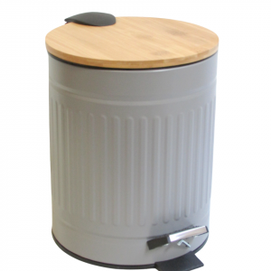 TACHO REDONDO GRIS TAPA BAMBU 5 L «SOFT CLOSE»