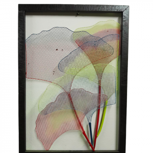 CUADRO FLORES COLOR METAL Y MAD.