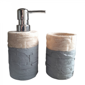 JGO. BAÑO x2 «GRIS Y PIEDRA» – POLYRESINA