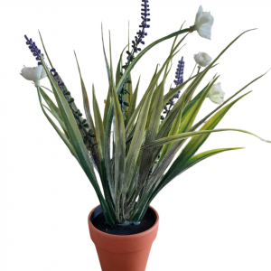 FLOR SILVESTRE LAVANDA Y LILA MACETA TERRACOTA